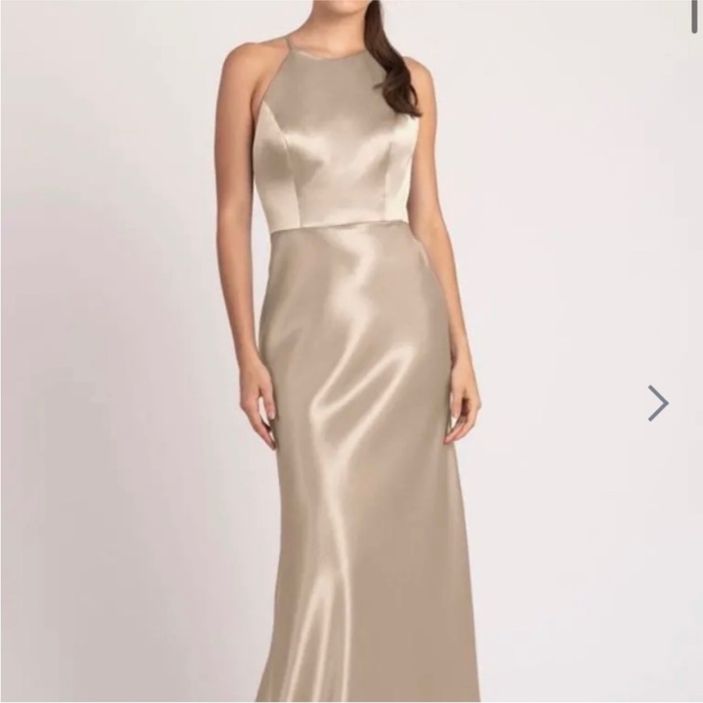 Jenny Yoo Satin Maxi Dress in Champagne